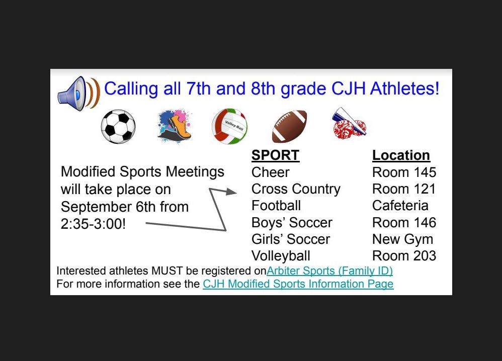 Information on CJH Modified Fall Sports