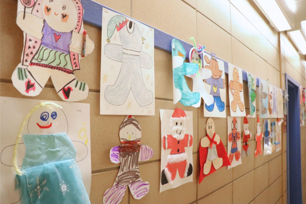 Storytime Gingerbread men in the halls of Scotchtown Elementary School