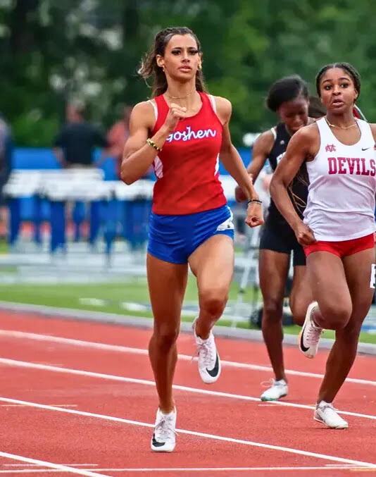 Joy Sawyer competes in the state championship meet,