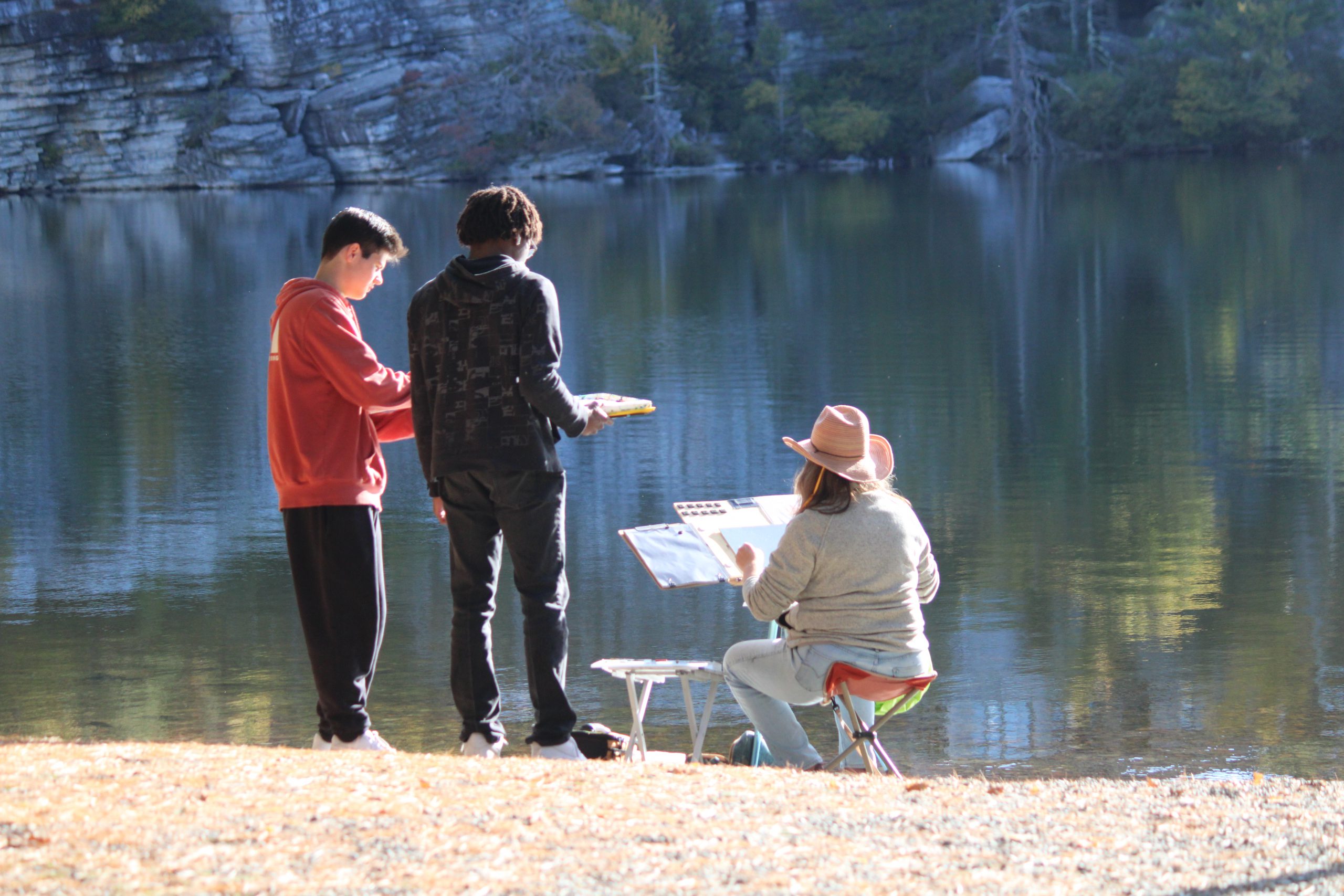 Advanced Art students paint en plein air at Lake Minnewaska