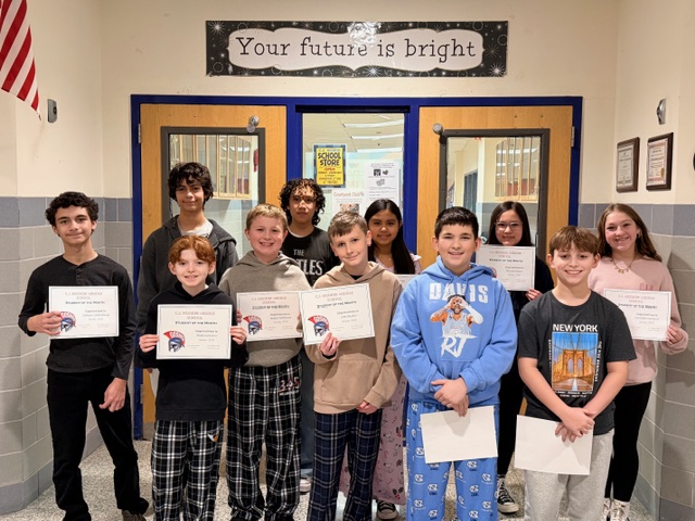 C.J. Hooker Middle School Students of the Month January 2026