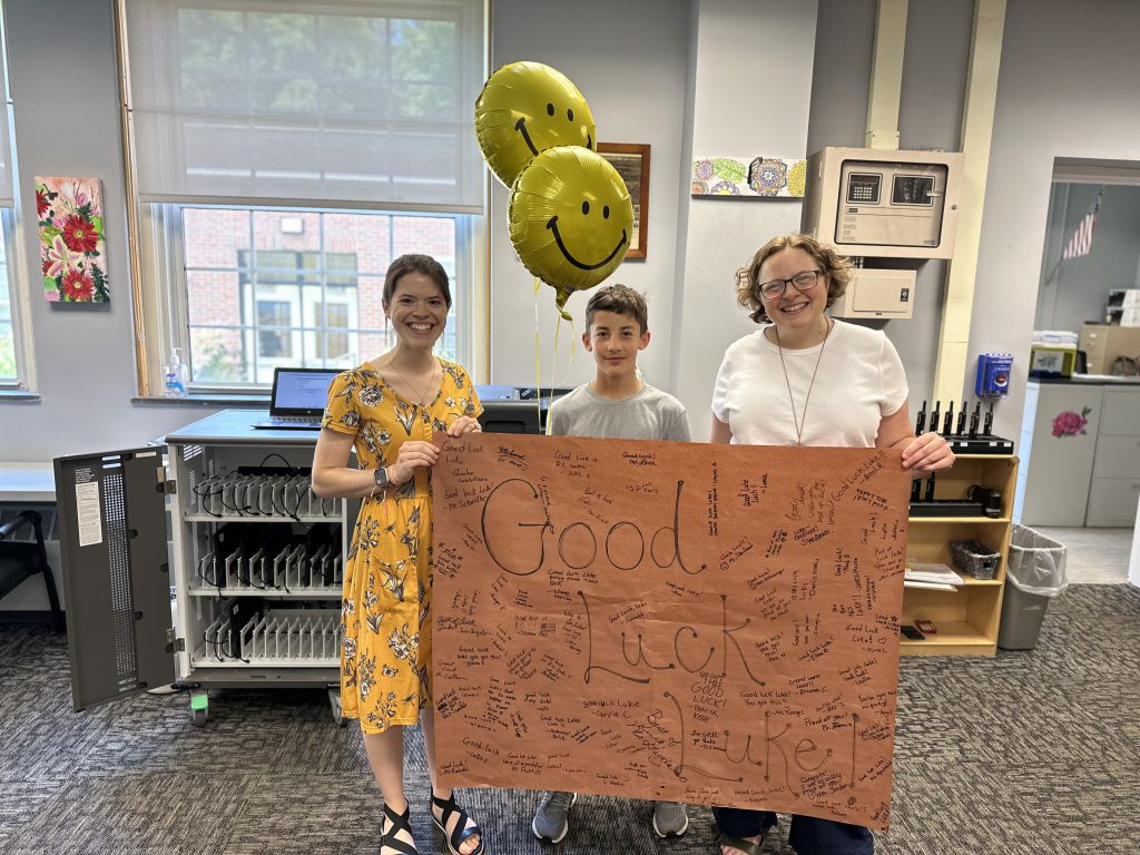 Spelling bee winner Luke and Teachers
