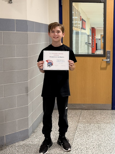 student CJH June Students of the Month
